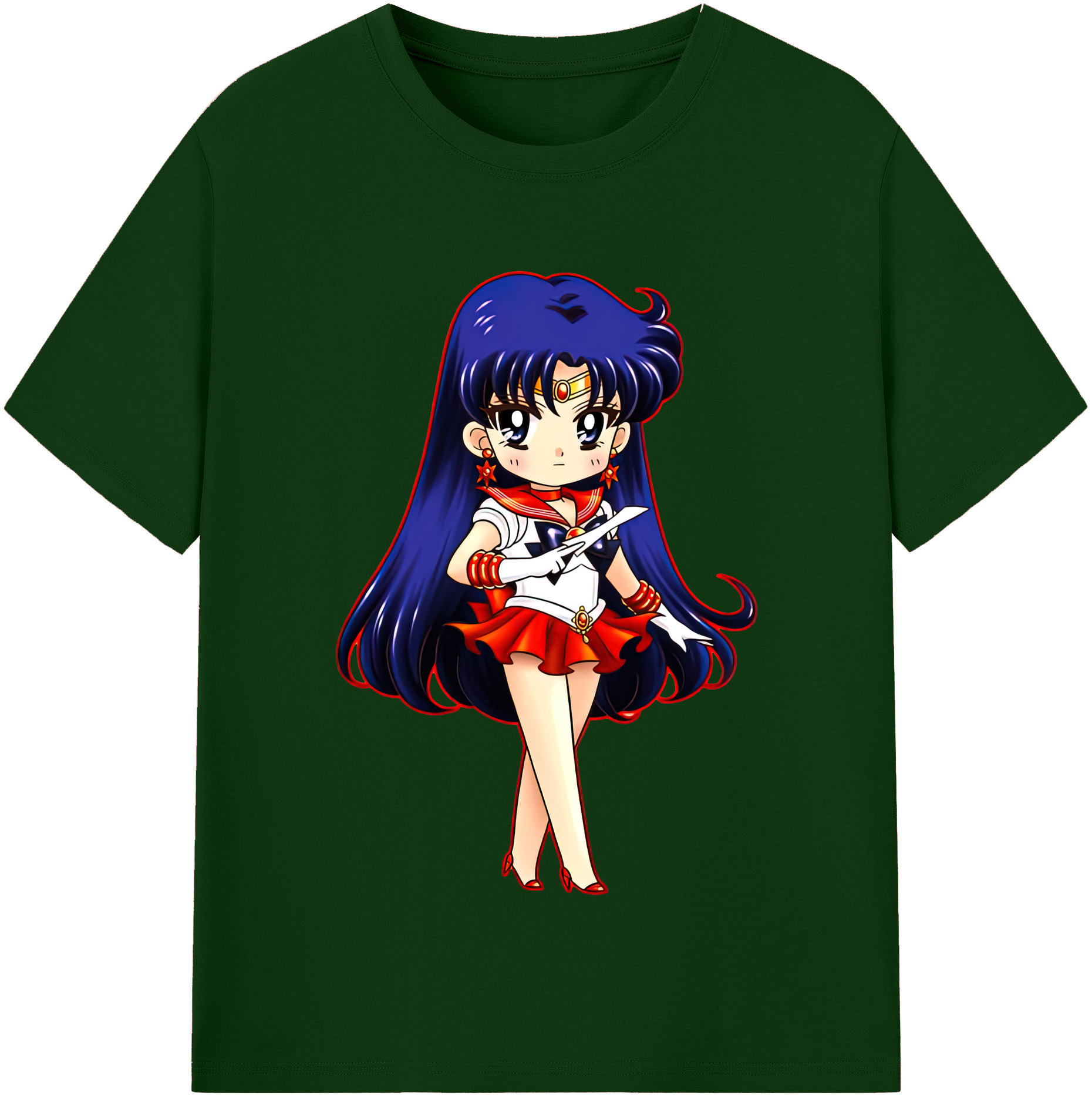 （画像用） 美少女戦士セーラームーン 火野レイ ひの レイ Sailor Moon Hino Rei （セーラーマーズ,Sailor Mars） 綿100％半袖Tシャツ（フロントプリント）